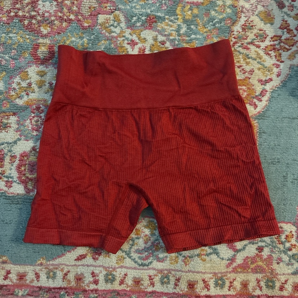 Women's Red High-Waisted Shorts